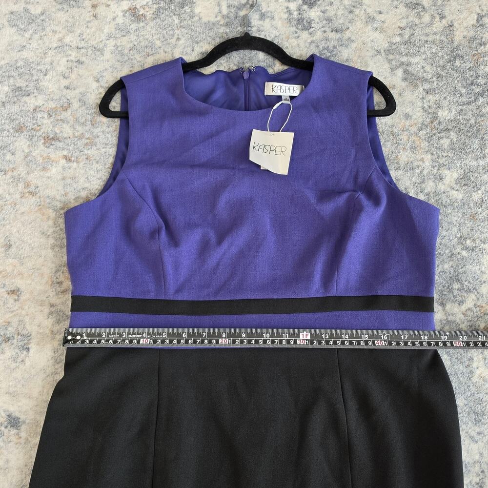 Kasper Dress Womens 14 Purple Black Colorblock Sheath Sleeveless Work Office - Picture 6 of 11